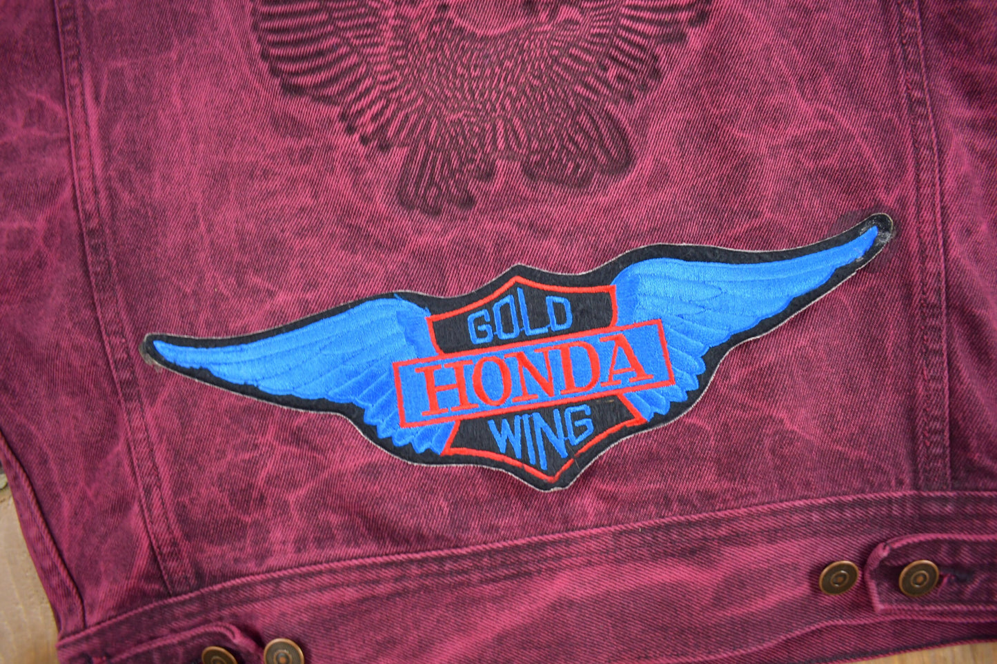 Vintage 1990s Gold Wing Honda Embossed Jean Vest