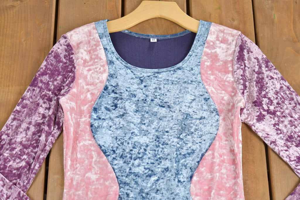 Vintage 1970s Crushed Velvet Velour Dress