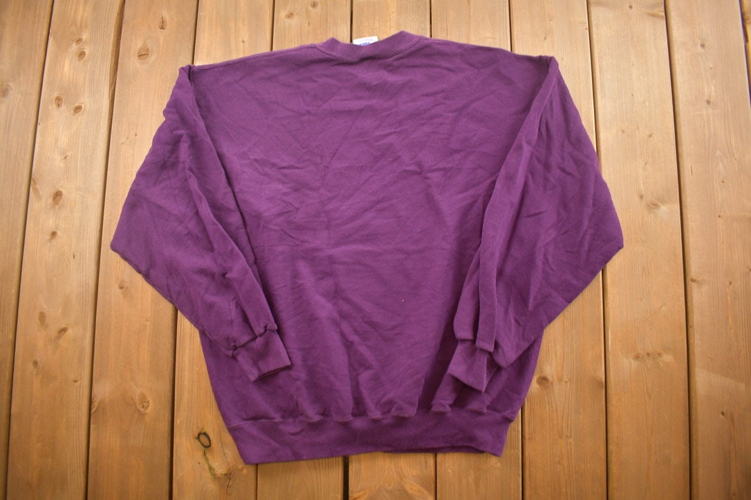 Vintage 1990s Jerzees Blank Purple Crewneck Sweatshirt / 90s Crewneck / Made In USA / Essential / Streetwear / 90s Blank / Vintage Blanks