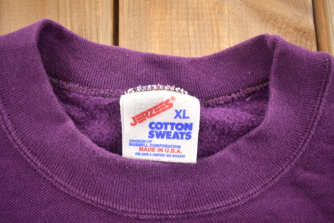 Vintage 1990s Jerzees Blank Purple Crewneck Sweatshirt / 90s Crewneck / Made In USA / Essential / Streetwear / 90s Blank / Vintage Blanks