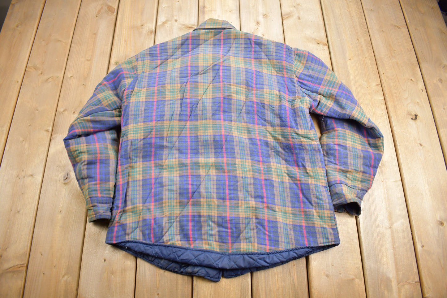 Vintage 1990s St Johns Bay Insulated Button Up / 1990s Button Up / Vintage Flannel / Plaid Flannel Jacket / Quilted