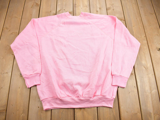 Vintage 1980s Light Pink Blank Raglan Crewneck Sweatshirt / 80s Crewneck / Made In USA / Essential / Streetwear / 80s Blank