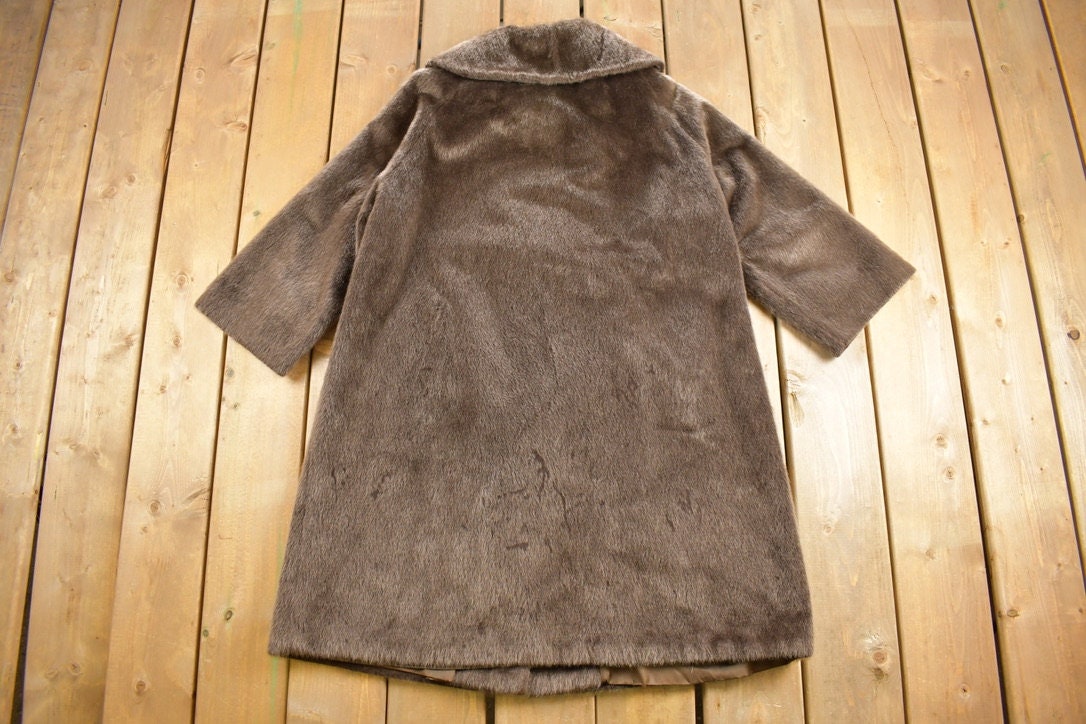Vintage 1960s Simotta Faux Beaver Full Length Fur Coat