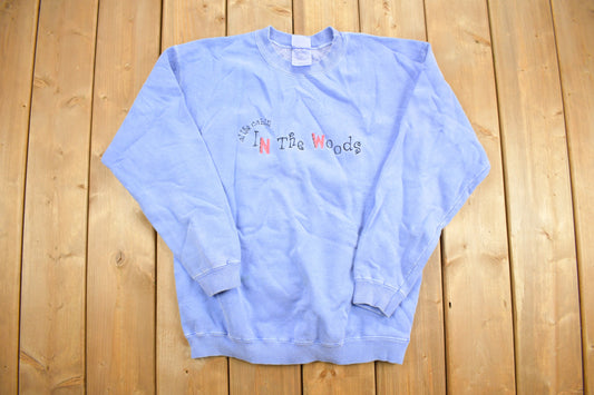 Vintage 1990s At The Cabin In The Woods Crewneck Sweatshirt / 90s Crewneck / Made In Canada / Streetwear / Embroidered / Cute Sweater