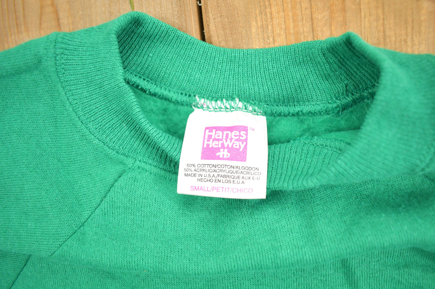 Vintage 1990s Hanes HerWay Blank Green Crewneck Sweatshirt / 90s Crewneck / Made In USA / Essential / Streetwear / 90s Blank / Vintage Blank