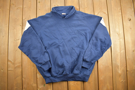 Vintage 1990s Blank Navy Collard Sweatshirt / 90s Crewneck / Vintage Blanks / Essential / Streetwear / 90s Blank