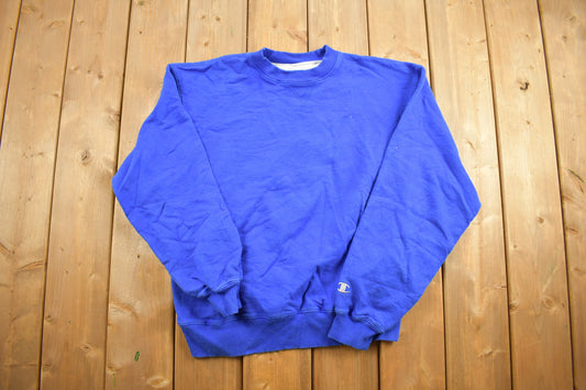 Vintage 1990s Champion Blank Blue Crewneck Sweatshirt / 90s Crewneck / Embroidered / Essential / Streetwear / 90s Blank / Vintage Blanks