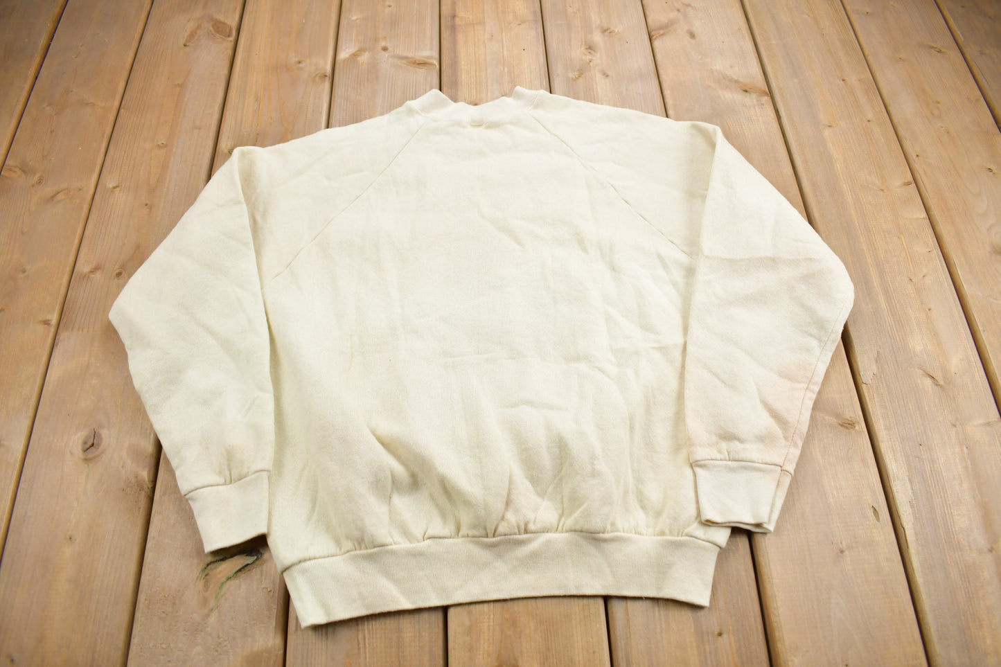 Vintage 1990s Blank Beige Crewneck Sweatshirt / 90s Crewneck / Made In USA / Essential / Streetwear / 90s Blank