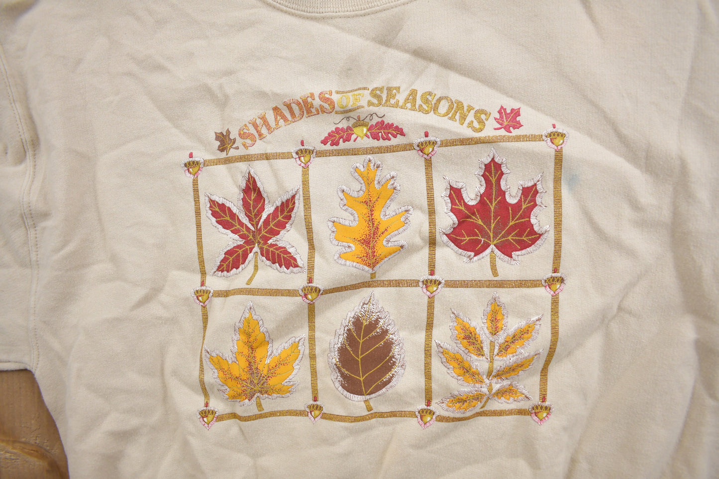 Vintage 1990s Shades Of Seasons Cute Crewneck Sweater / 90s Crewneck / Grandma Sweater / Streetwear / Embroidered