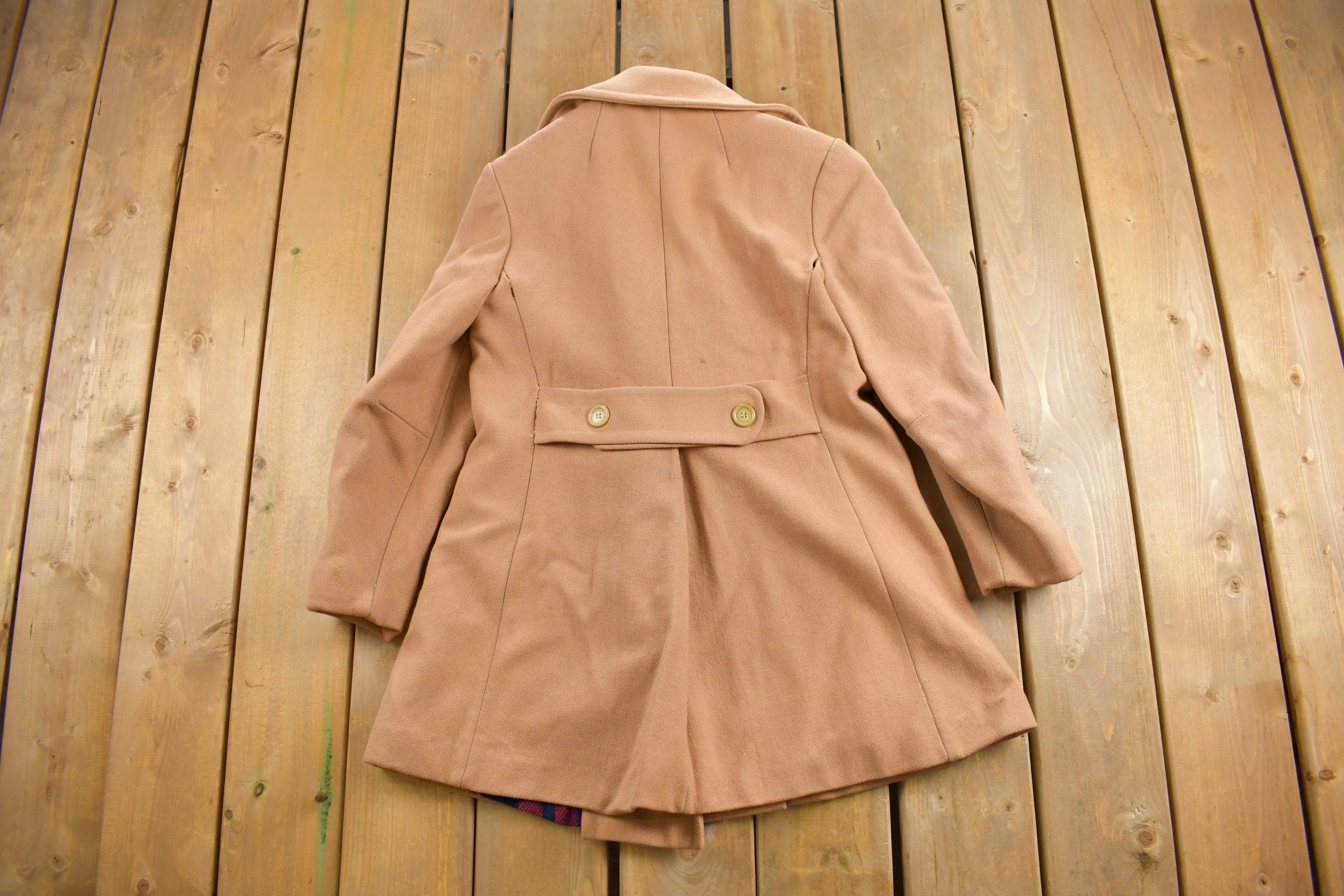 Vintage 1950s Blanket Lined Wool Full Length Coat