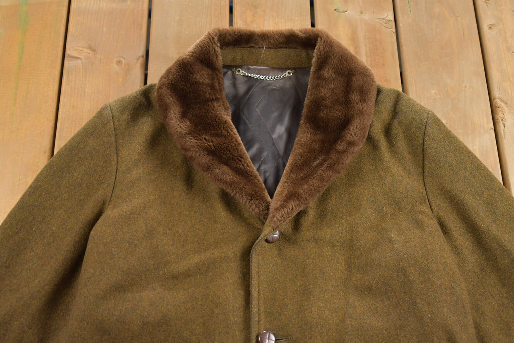 Vintage 1970s Fur Collar Wool Jacket