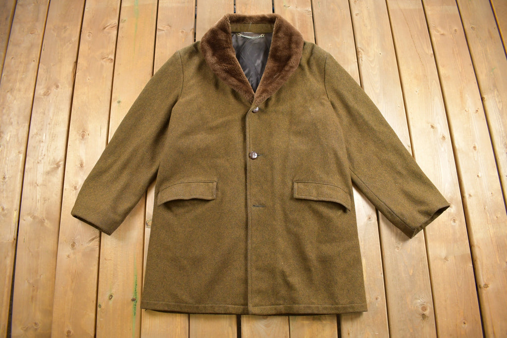 Vintage 1970s Fur Collar Wool Jacket