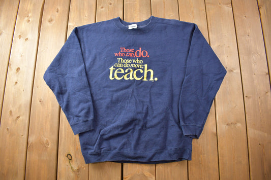 Vintage 1990s Teachers Crewneck Sweatshirt / Gildan / 90s Crewneck / Essential / Streetwear / 90s