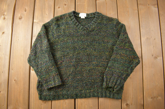 Vintage 1990s Knitted Crewneck Sweater / Fashion Bug / Vintage 90s Crewneck / All Over Pattern / Colorful / Sweatshirt /