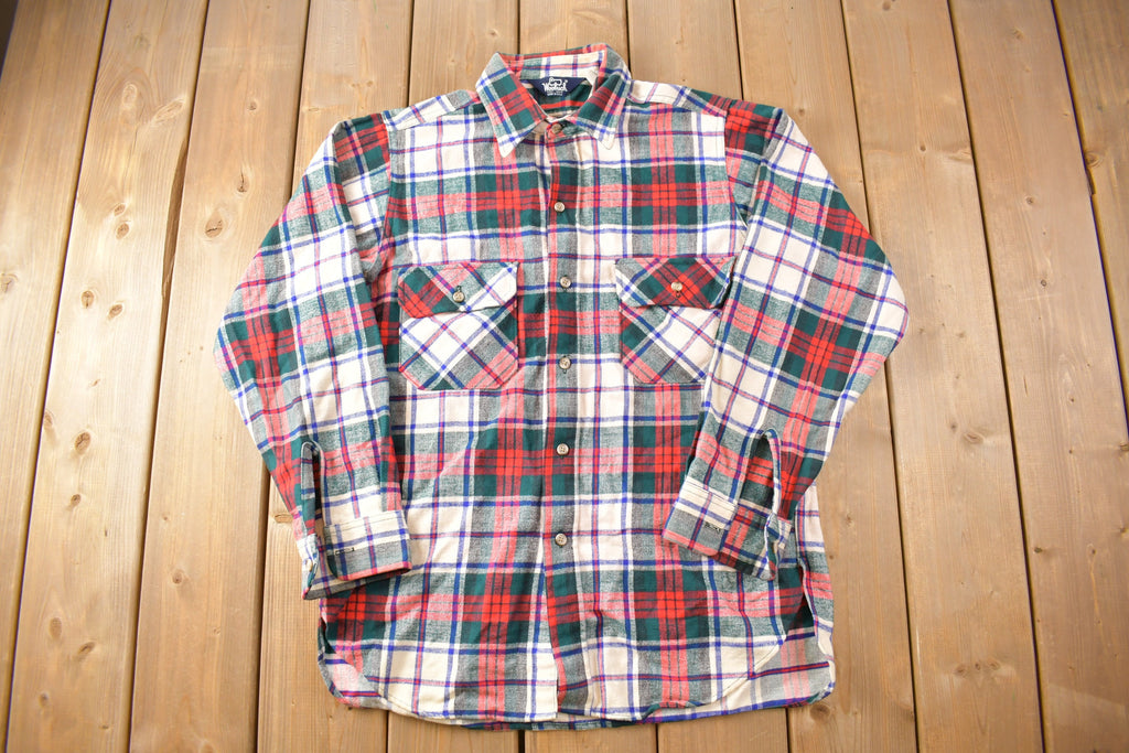 Vintage 1980s Woolrich Plaid Flannel Button Up Shirt