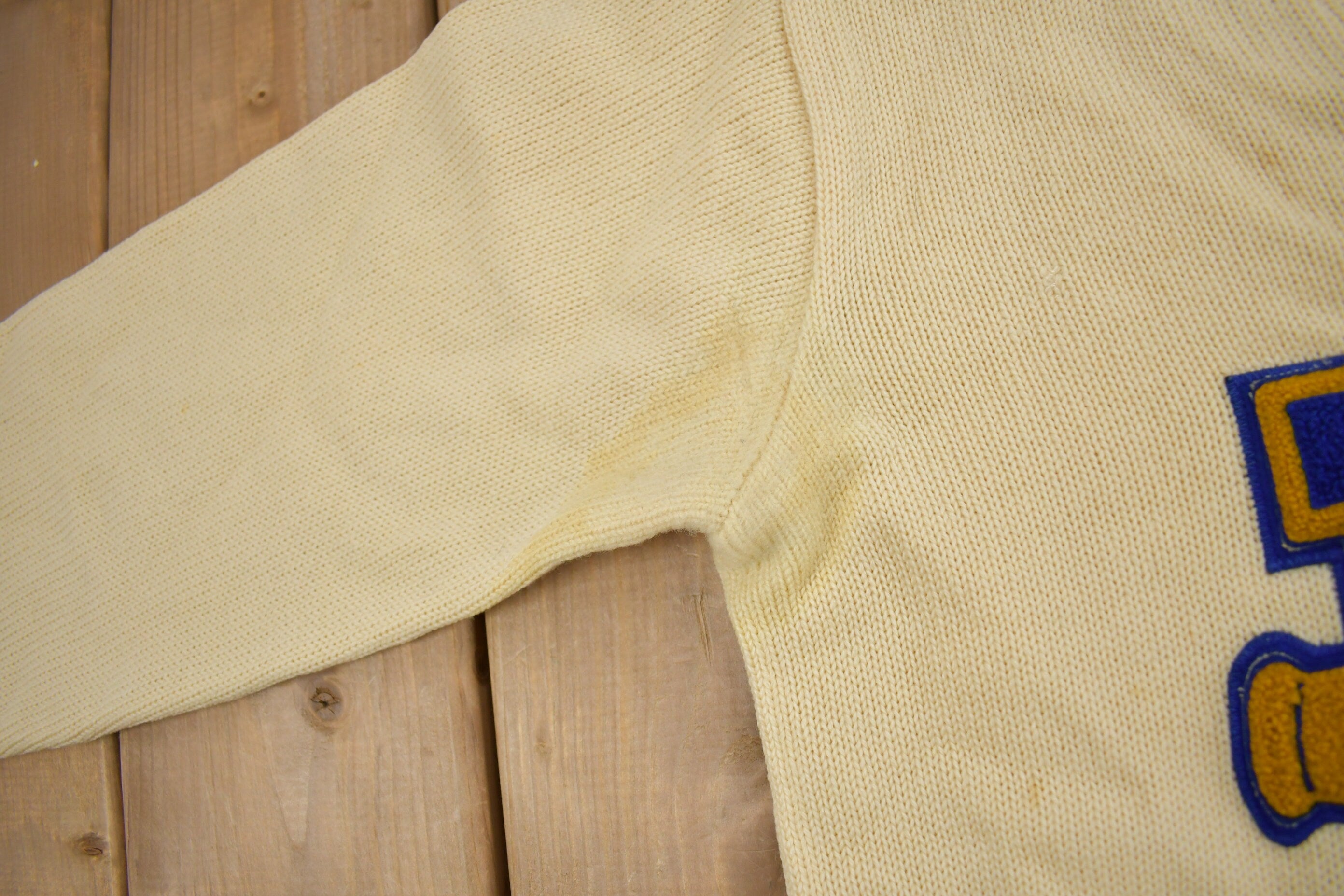 Vintage 1950s 100% Wool Collegiate Varsity Style Knit Sweater "MCH" True Vintage