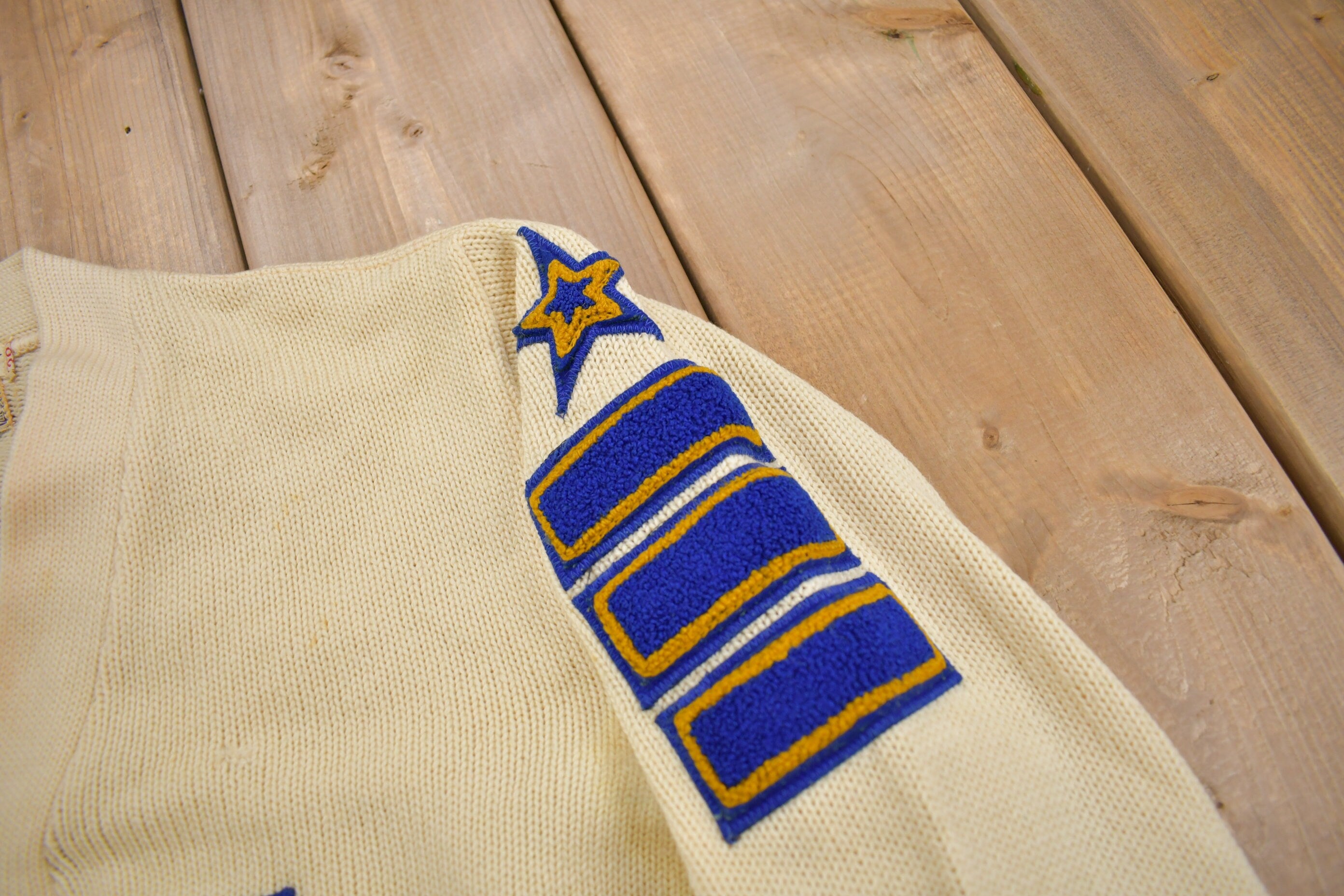 Vintage 1950s 100% Wool Collegiate Varsity Style Knit Sweater "MCH" True Vintage