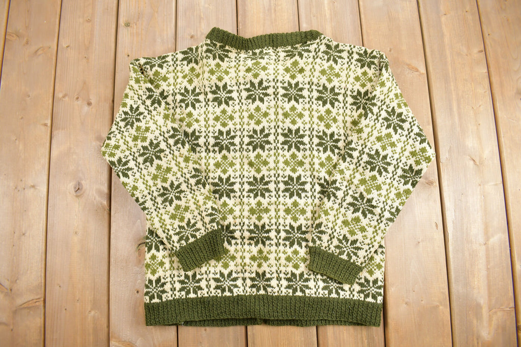 Vintage 1960s Husflinden Hand Knit Cardigan Sweater