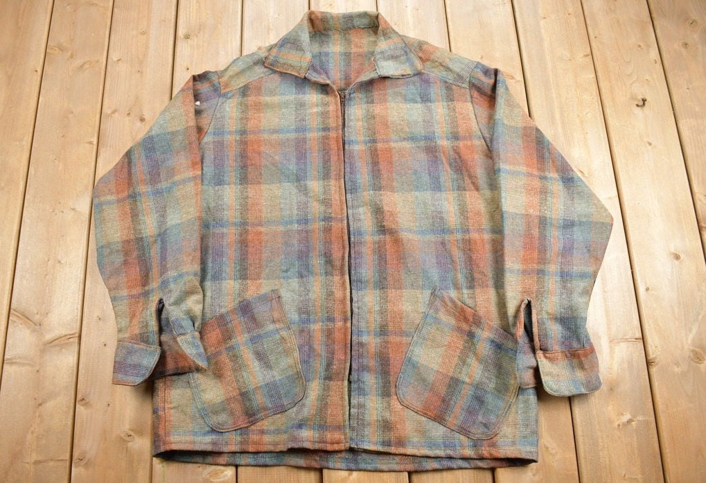 Vintage 1940s Plaid Wool Hunting Jacket