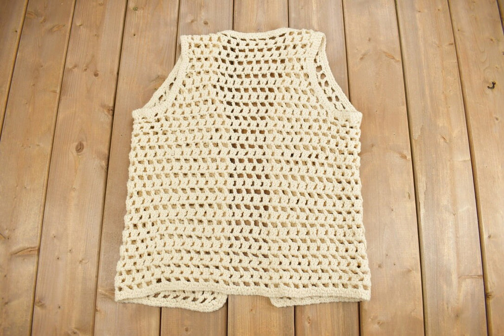 Vintage 1980s Knit Laced Open Concept Vest