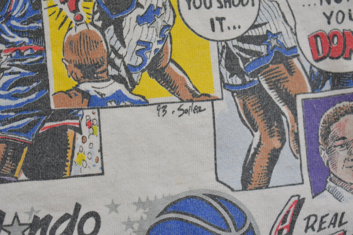 Vintage 1993 Shaquille O'Neal Orlando Magic NBA Comic Graphic T-Shirt