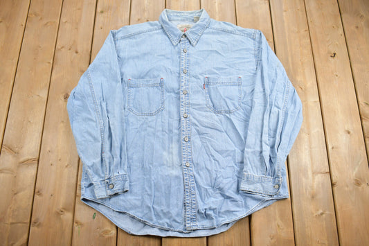 Vintage 1990s Levi's Orange Tab Denim Button Up Shirt / 1990s Button Up / Vintage Shirt / Casual Wear / Vintage Levi's / Distressed