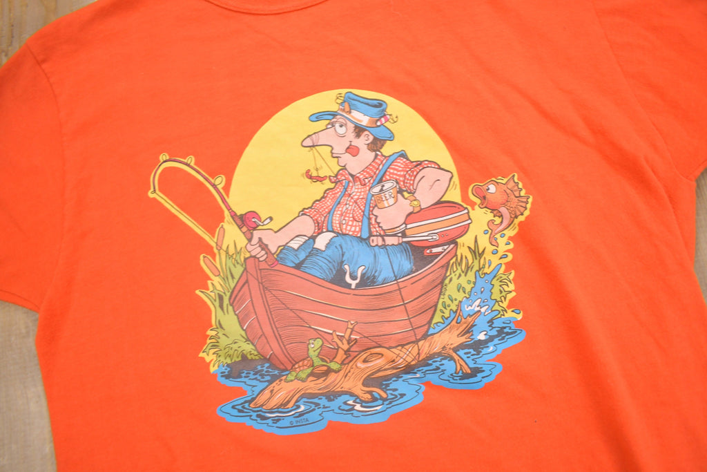 Vintage 1970s Fisherman Graphic Ringer T Shirt