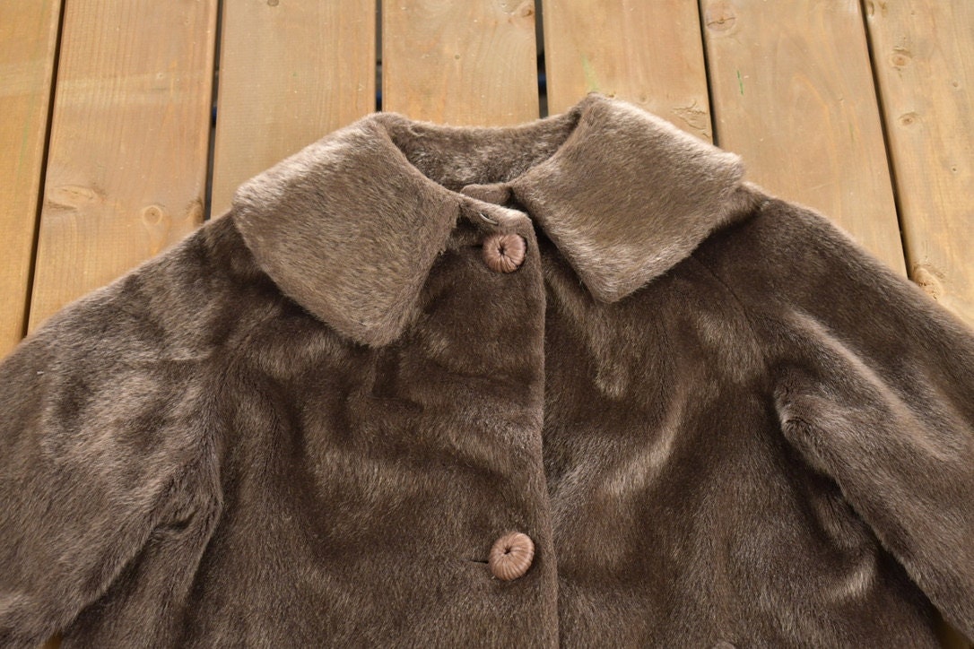 Vintage 1960s Simotta Faux Beaver Full Length Fur Coat