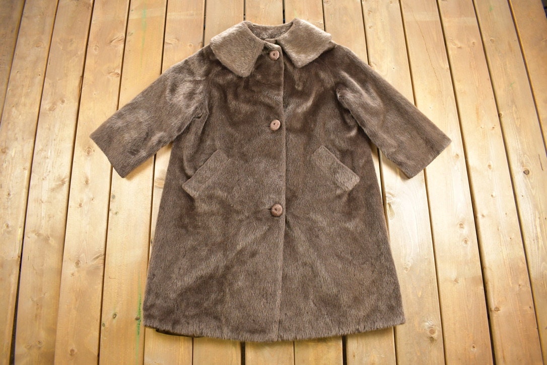 Vintage 1960s Simotta Faux Beaver Full Length Fur Coat