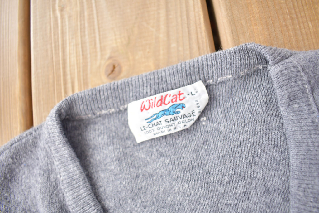 Vintage 1970s Wild Cat Knit V Neck Sweater