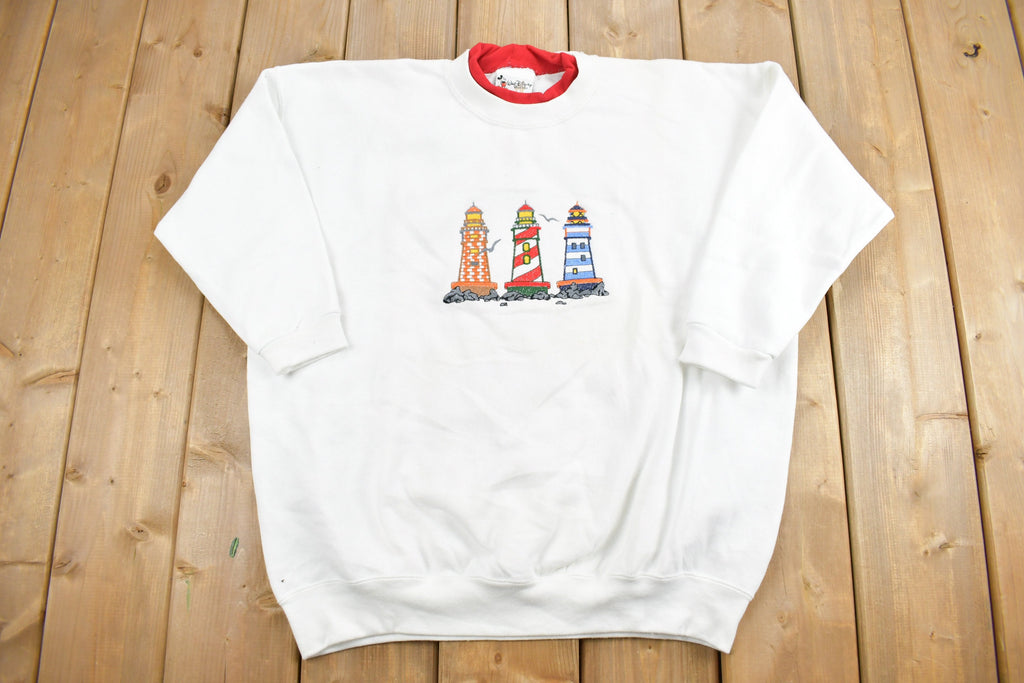 Vintage 1990s Light House Embroidered Crewneck Sweatshirt