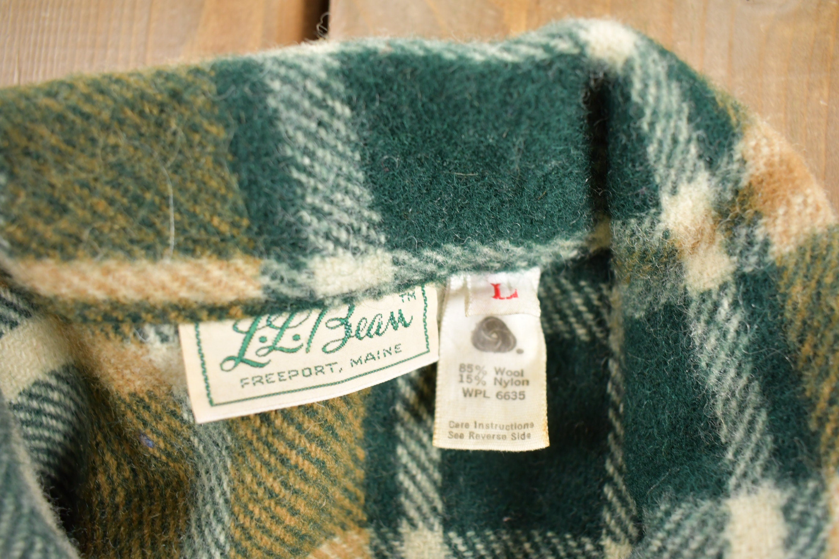 Vintage 1950s LL Bean Plaid Wool Button Up Shacket