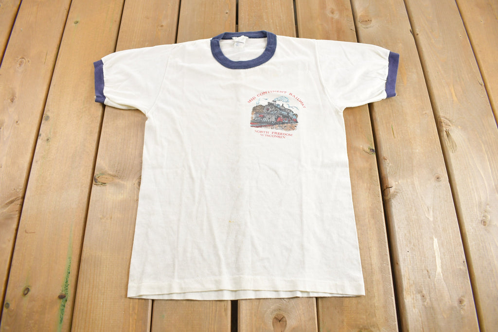 Vintage 1970s Mid Continent Railway North Freedom Wisconsin Ringer T-Shirt
