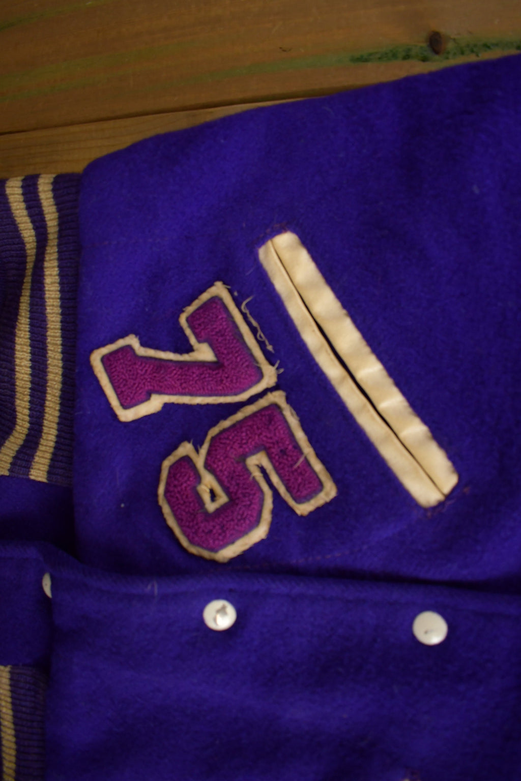 Vintage 1975 L'Anes Hornets Chain Stitched Leather Varsity Jacket