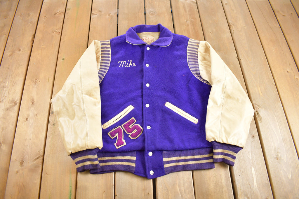 Vintage 1975 L'Anes Hornets Chain Stitched Leather Varsity Jacket