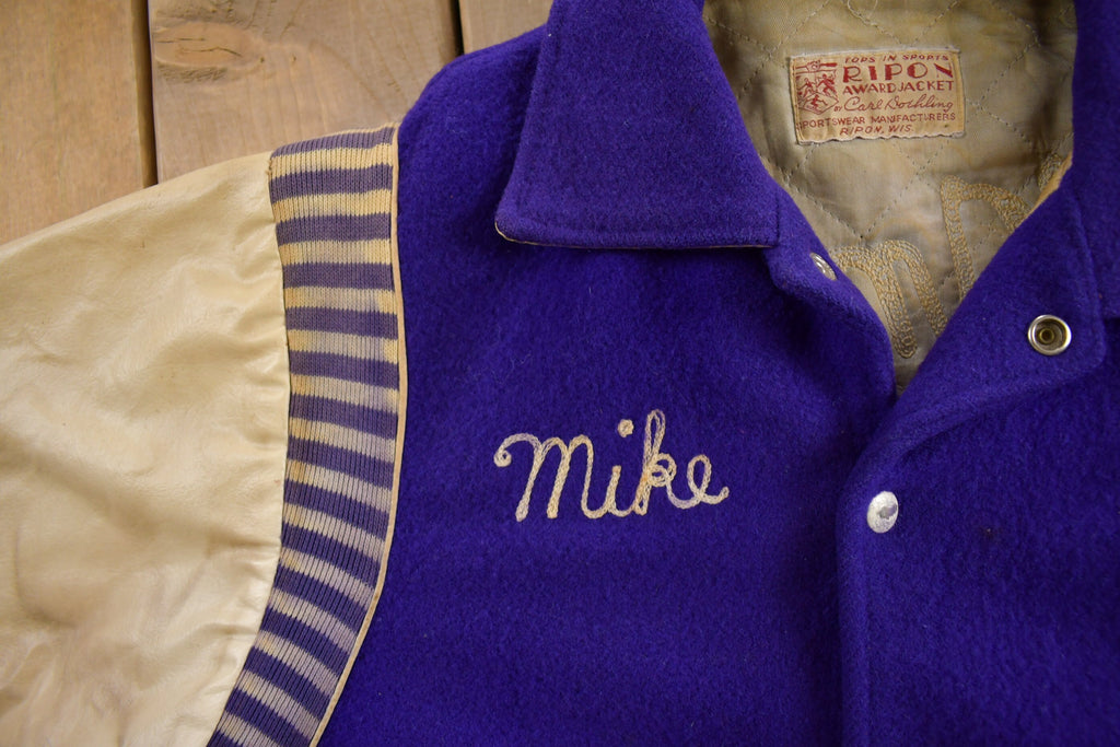 Vintage 1975 L'Anes Hornets Chain Stitched Leather Varsity Jacket