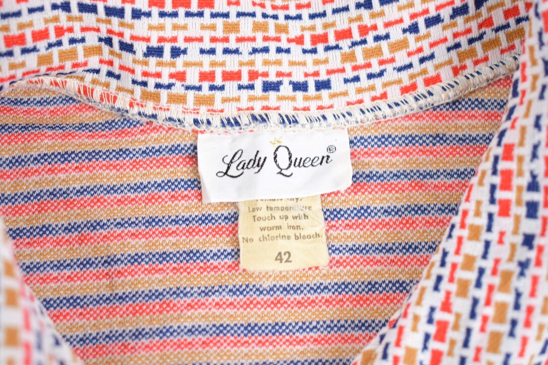 Vintage 1970s Lady Queen Wool Button Up Shirt