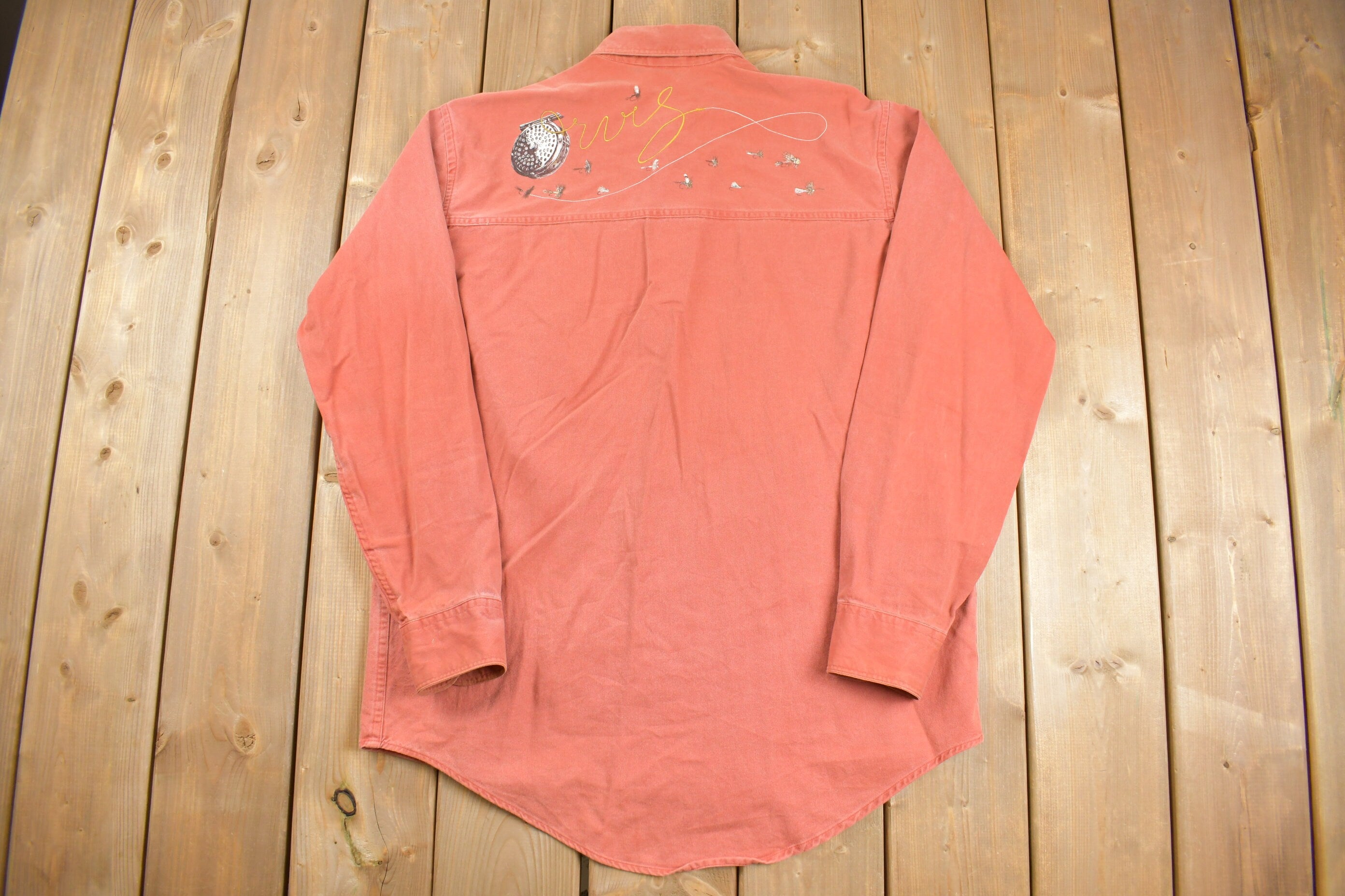 Vintage 1980s Orvis Blank Peach Button Up Shirt