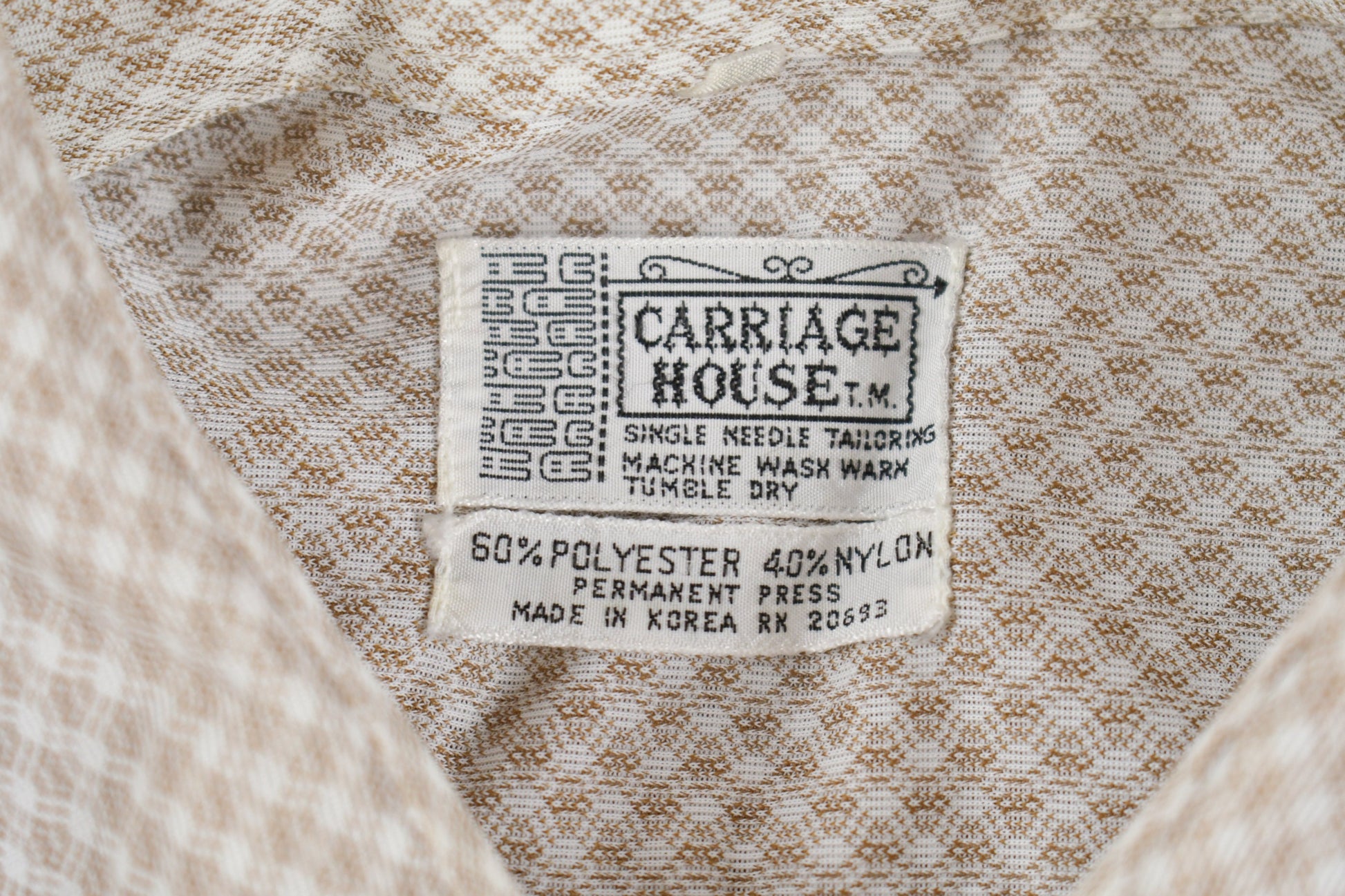 Vintage 1970s Carriage House Single Needle Button Up Shirt