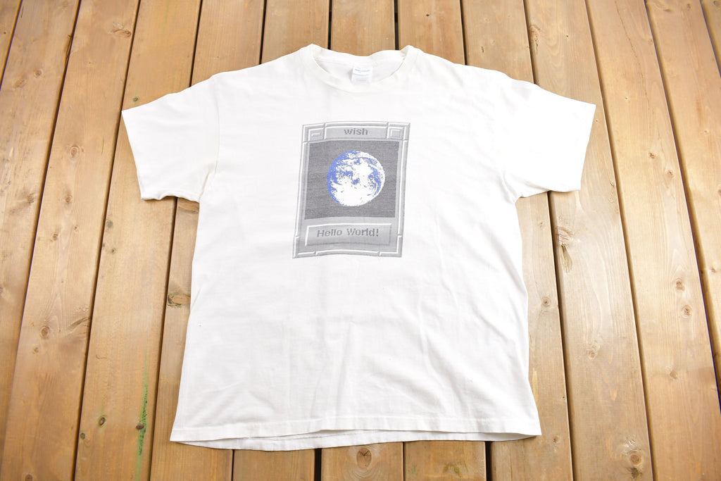 Vintage 1990s "Hello World" Coding Graphic T-Shirt
