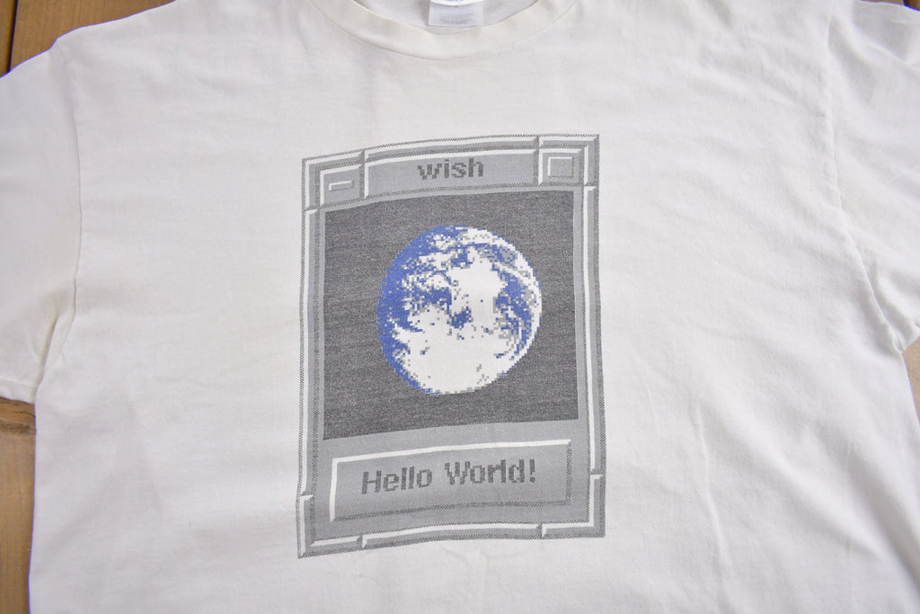 Vintage 1990s "Hello World" Coding Graphic T-Shirt