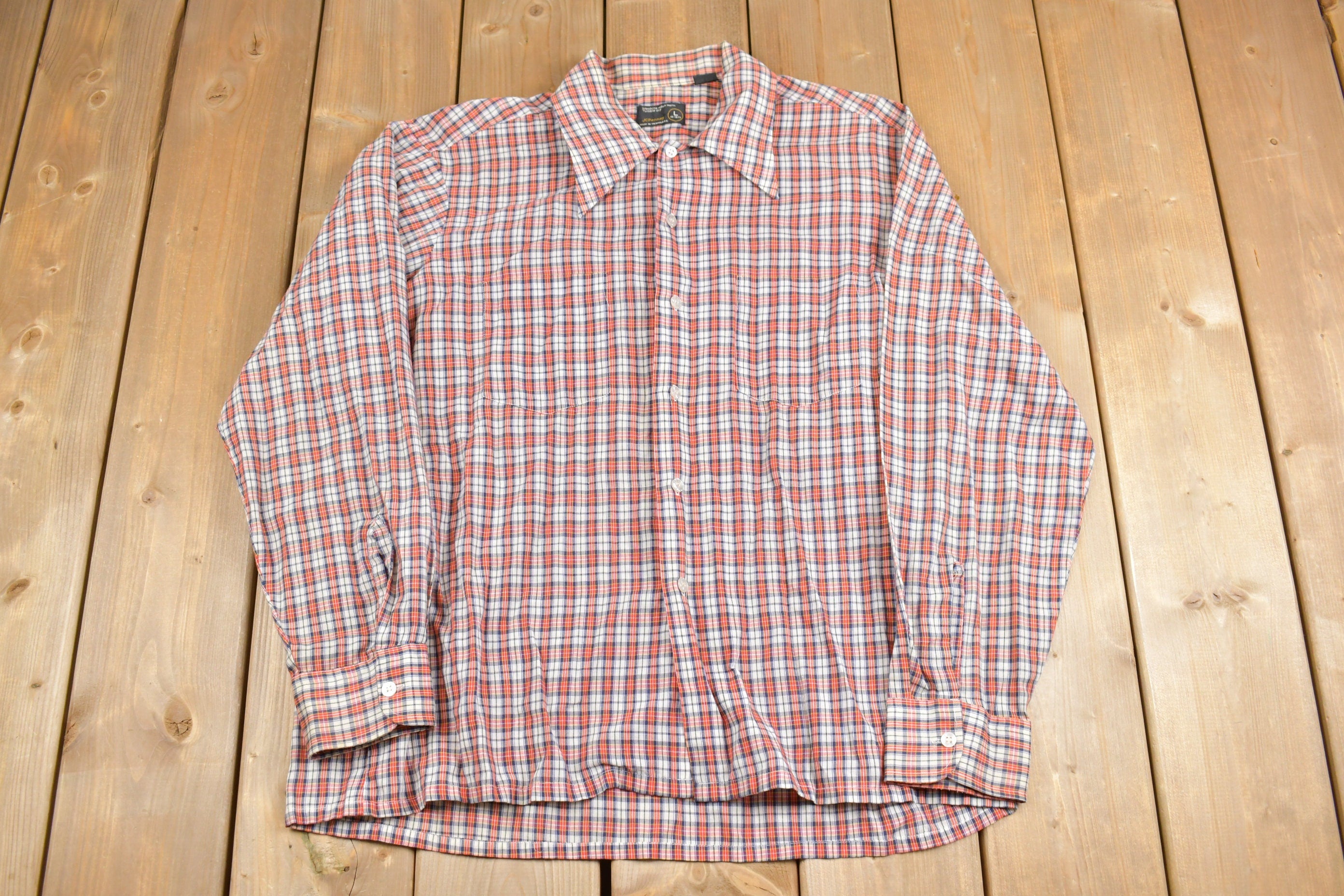 Vintage 1970s JC Penney Western Plaid Button Up Shirt