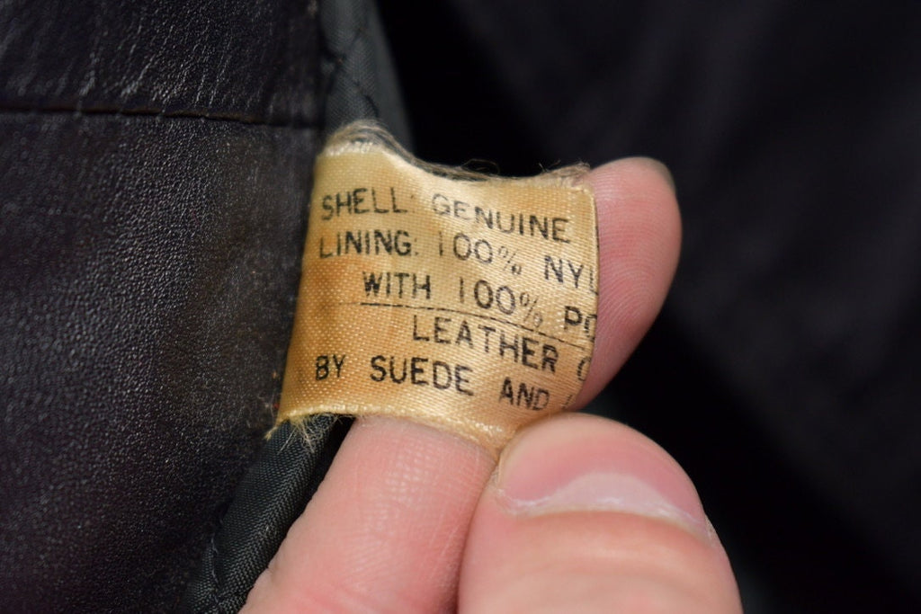 Vintage 1970s Genuine Leather Black Full Length Coat