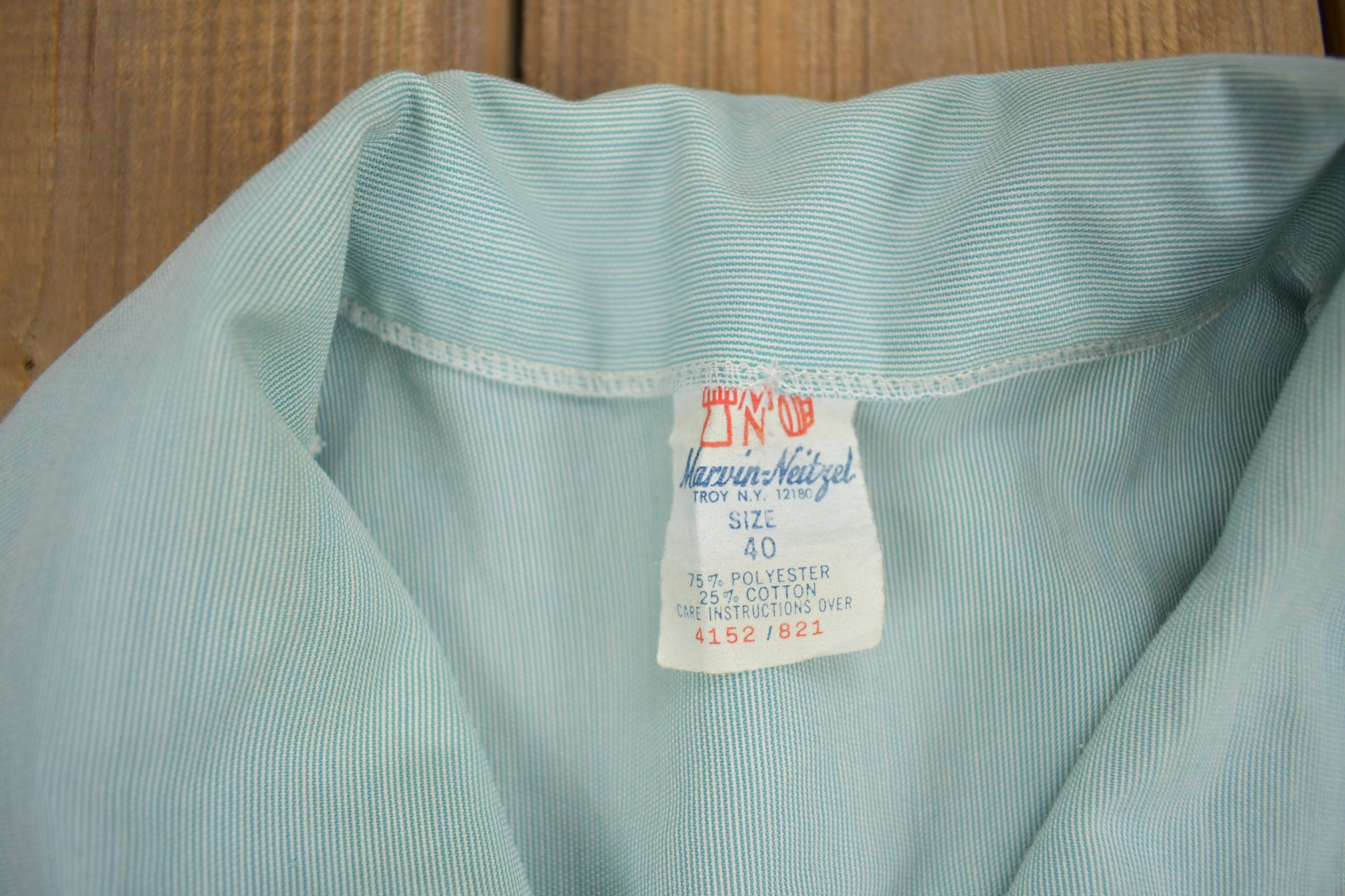 Vintage 1970s Blank Blue Zip Up Shirt