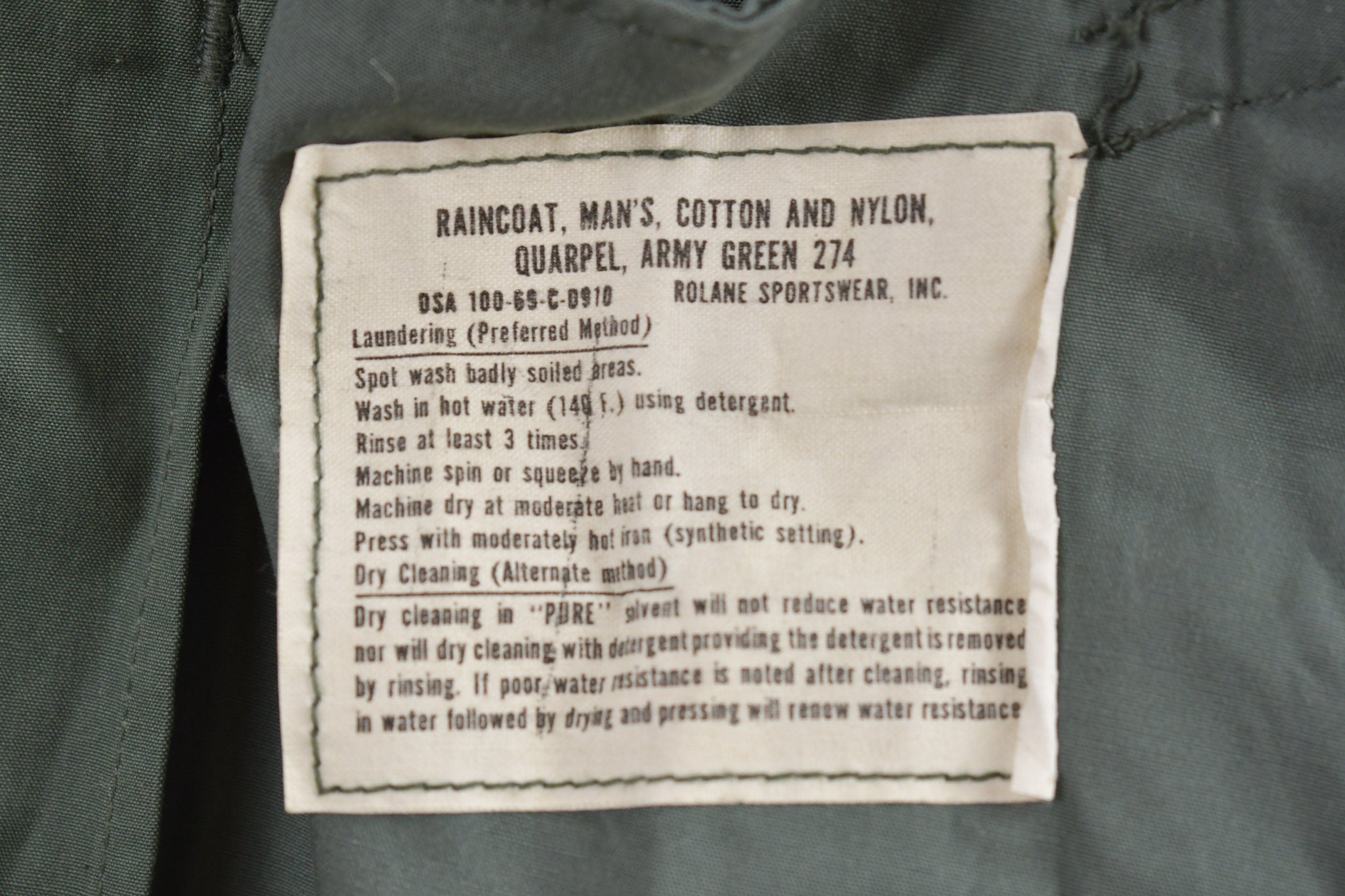 Vintage 1969 US Military 274 Quarpel  Jacket