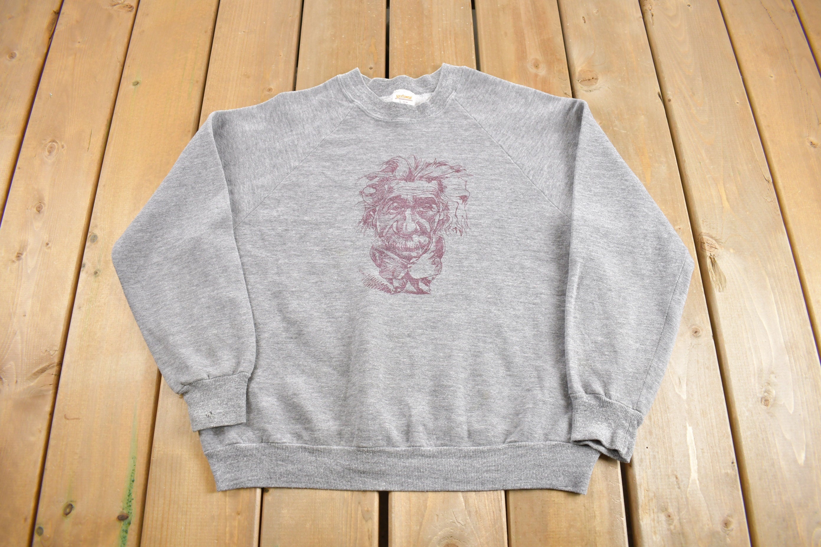 Vintage 1970s Albert Einstein Raglan Crewneck Sweatshirt