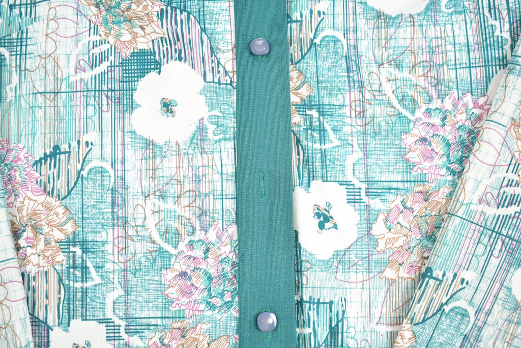 Vintage 1970s Abstract Floral Western Button Up Shirt