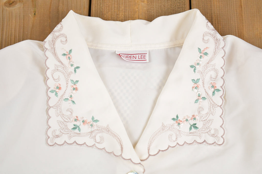 Vintage 1980s Lauren Lee Floral Collar Button Up Shirt