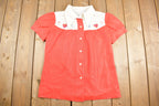 Vintage 1970s Chain stitched Cute Button Up Shirt