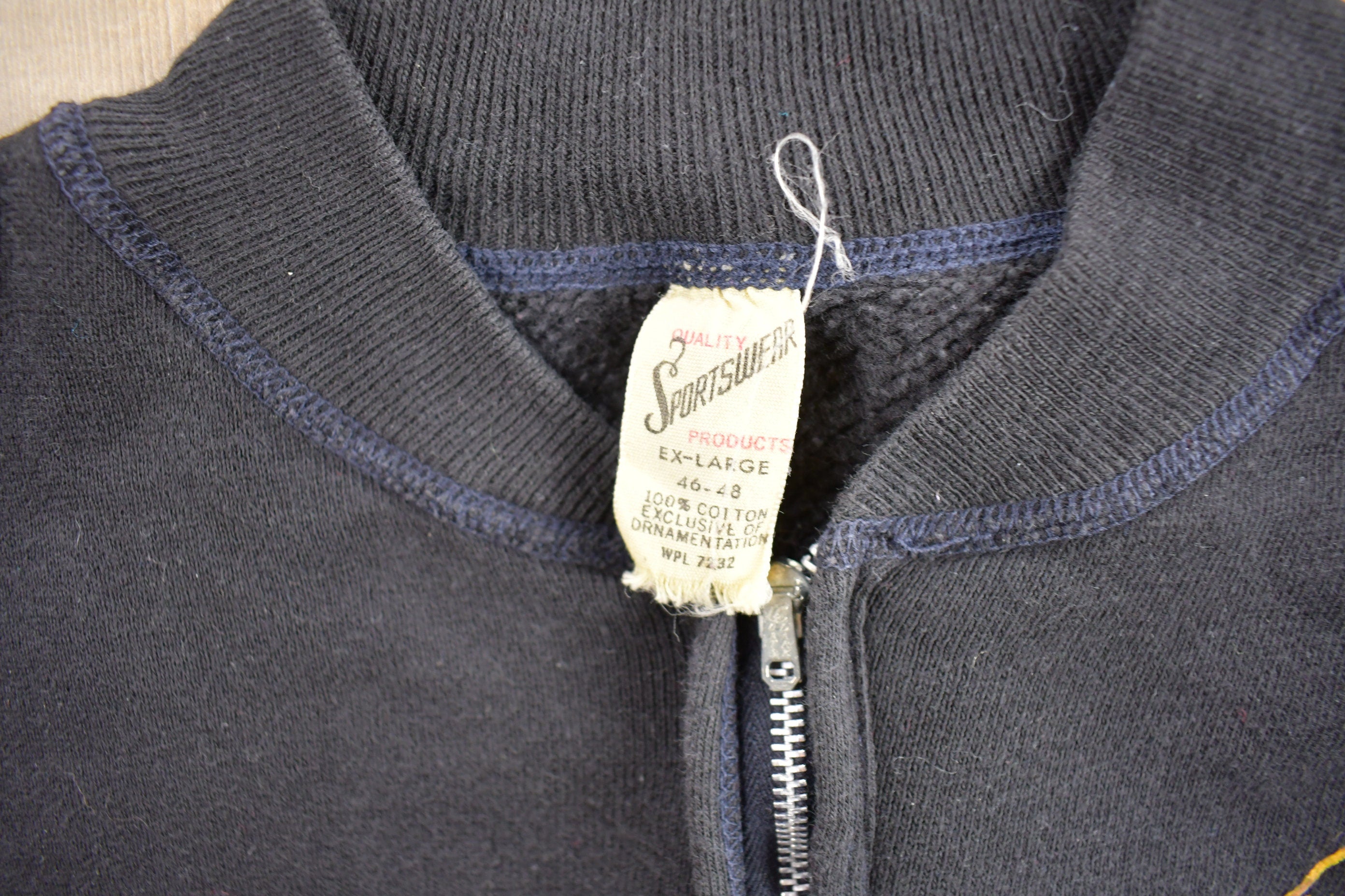 Vintage 1950s The saints Short Sleeve Quarter Zip Sweater